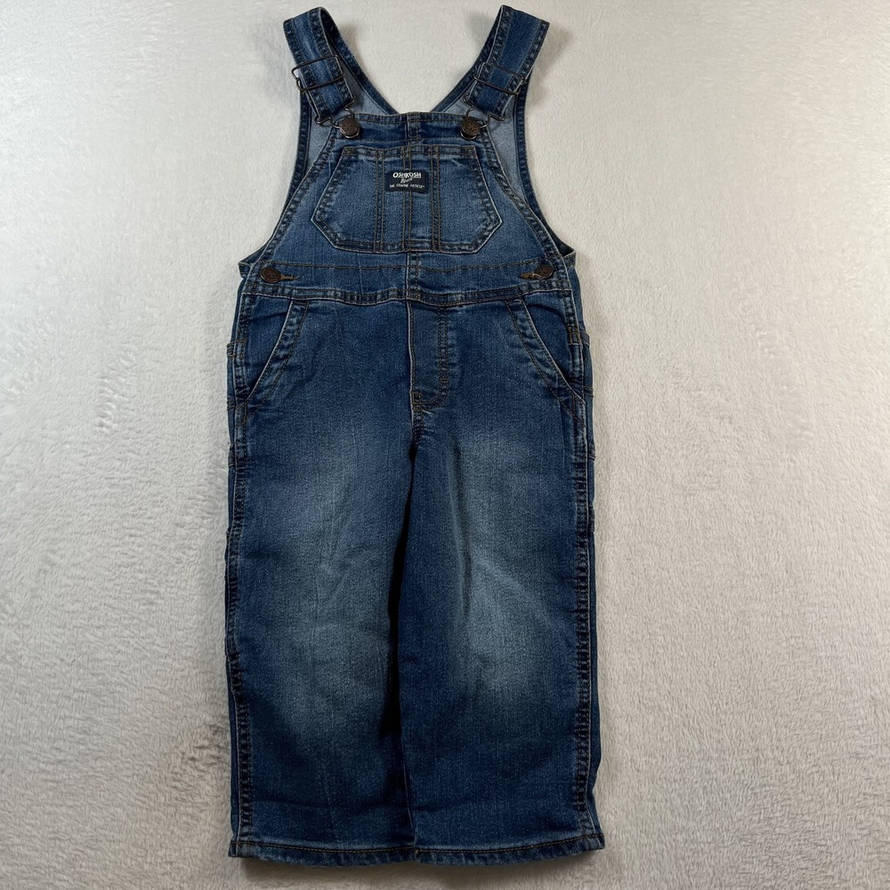 OshKosh B'gosh Overalls Boys 2T Blue Denim Bib Cargo Pockets 6N747510